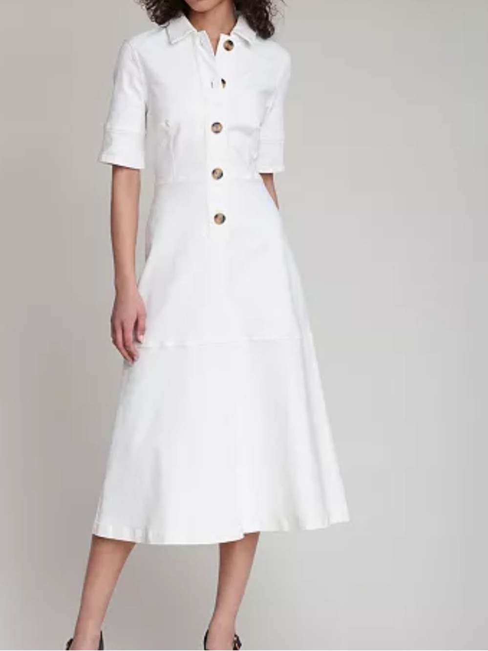 Avec Les Filles Ecru denim midi shirt dress. Size 8. New with tags
